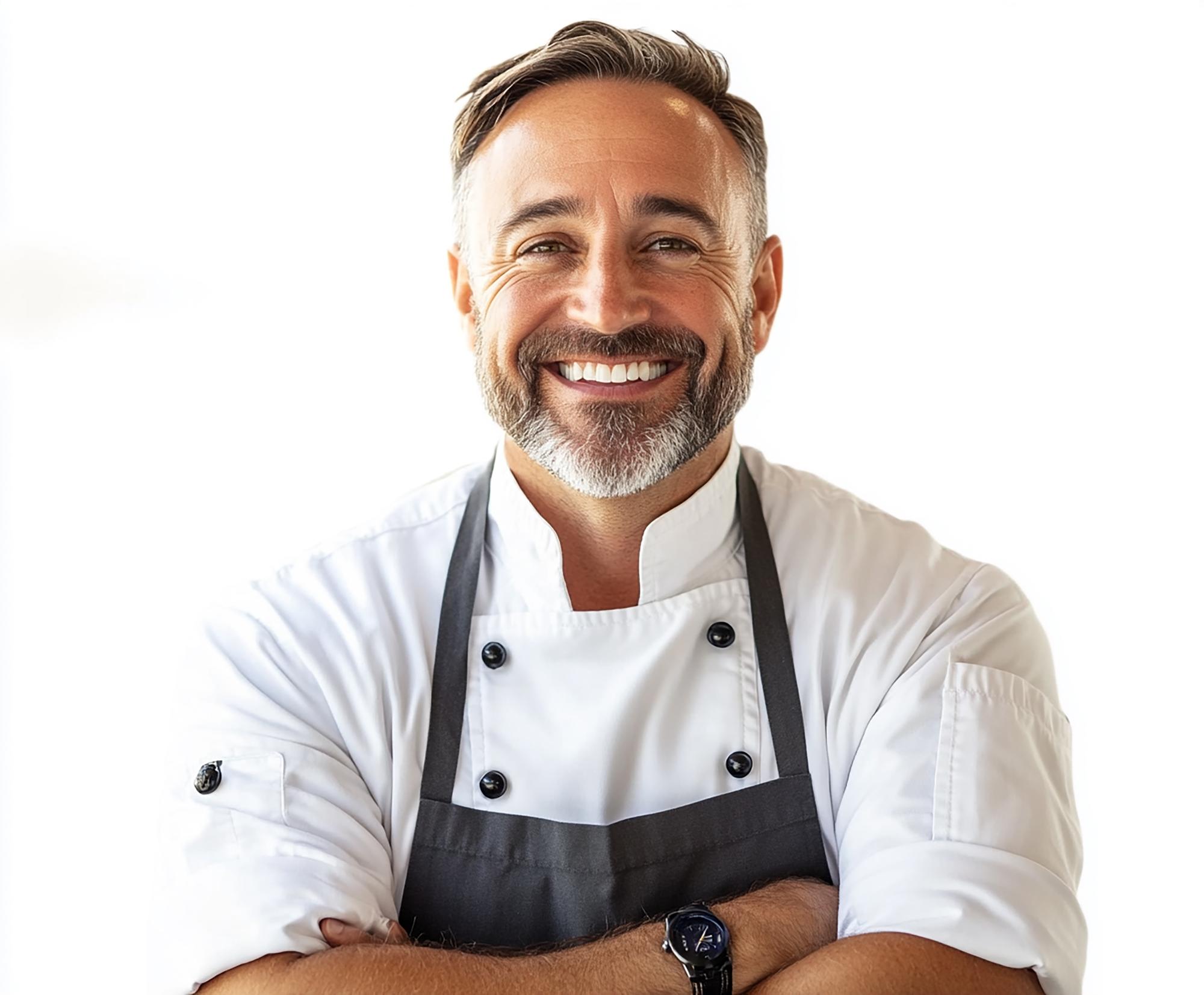 Head chef smiling with apron